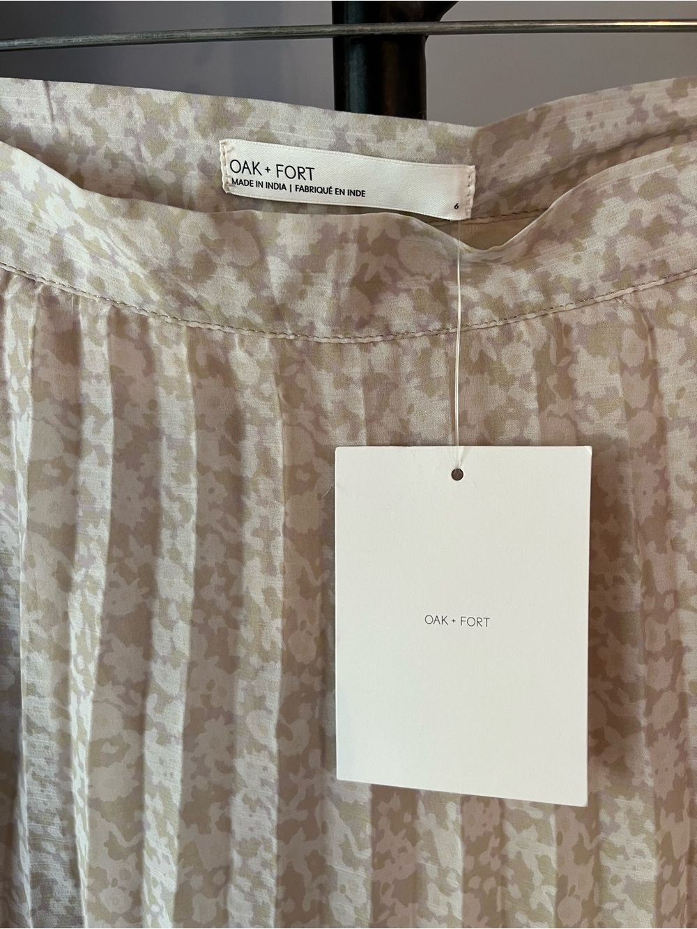 OAK + FORT Cream Pleated Floral Midi Skirt - Picture 3 of 5
